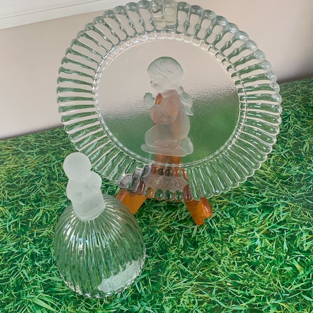 Vintage Goebel 1978 praying girl Plate and Bell, 2 pc set, EUC